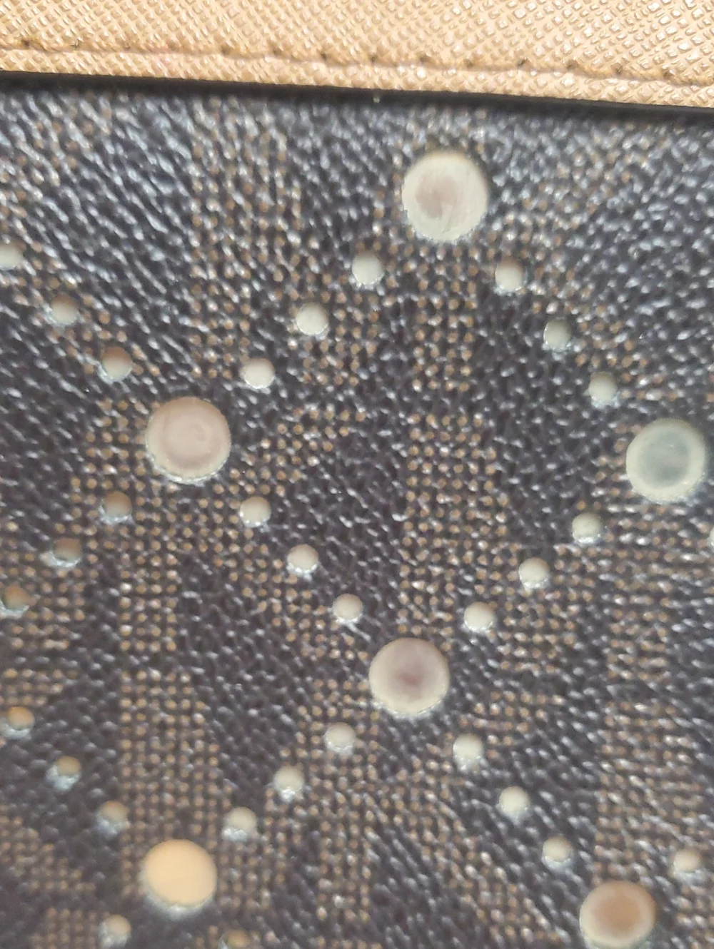 Michael Kors Dark Brown Perforated Zip Clutch with Tan Trim